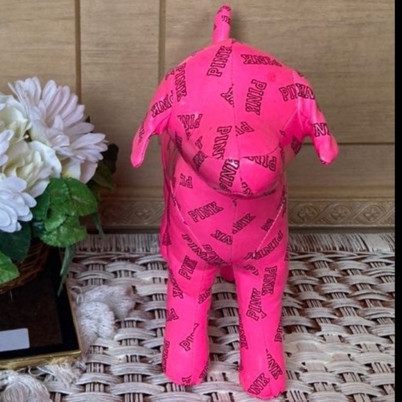 Victorias Secret Pink Limited Ed NEON Pink Pleather Giant Mini Dog FAUX LEATHER - Picture 2 of 4